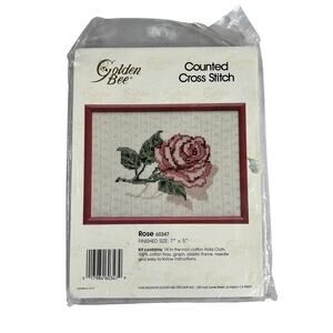 Golden Bee 1988 Counted Cross Stitch Kit Rose with Frame Floral #60347